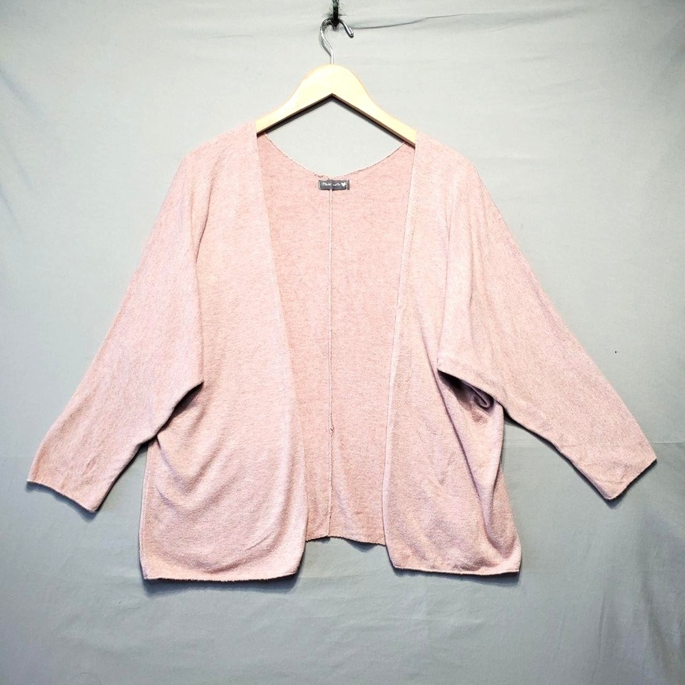 Made in Italy‎ Cardigan Sweater Womens 6 Pastel Pink Angora Wool Open Front Soft